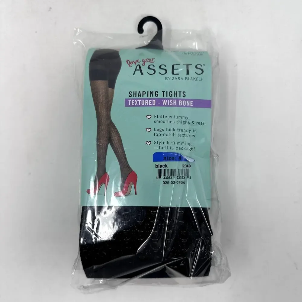 Spanx NWT‎ Shaping Tights Size 4 Wish Bone Texture Black Shape wear Slimming